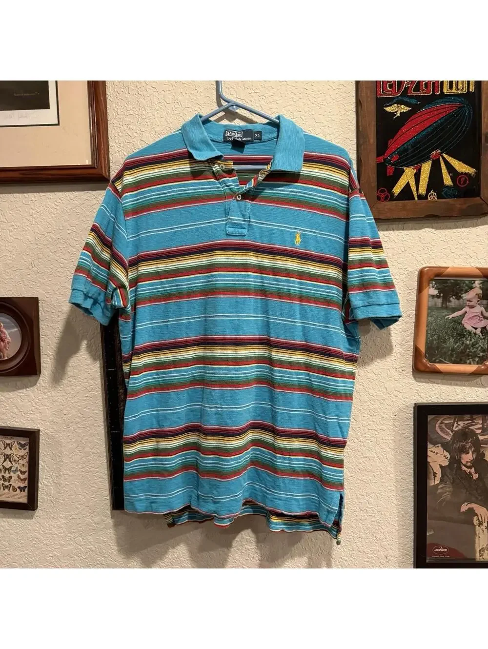 Vintage 90s Polo Ralph Lauren Serape Stripe Southwestern Style‎ Polo Shirt XL